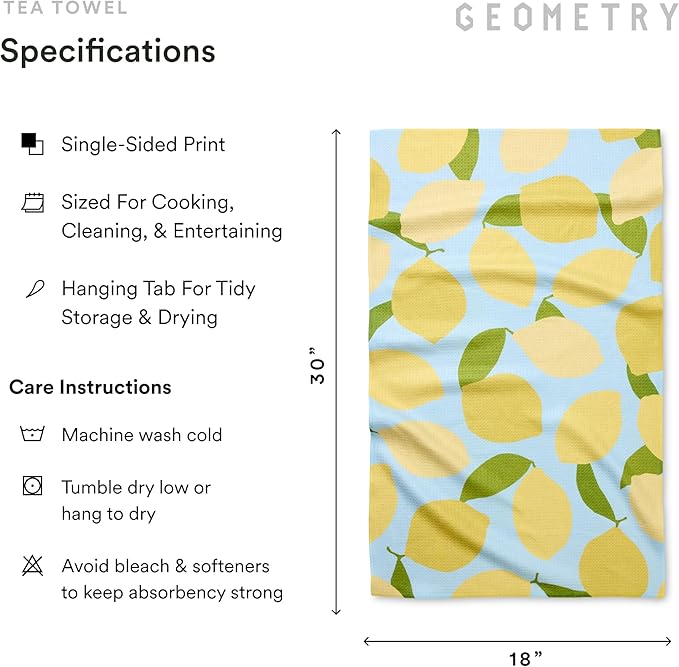 Tea Towels – Spring & Summer Collection – Quick-Dry, Ultra-Absorbent, Reusable Microfiber Kitchen Towels for Drying & Cleaning - Main Squeeze - 2 Pack