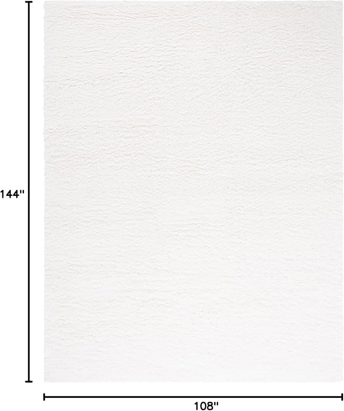 SAFAVIEH Santa Monica Shag Collection Area Rug - 9' x 12', White, Solid Design, Non-Shedding & Easy Care, 2-inch Thick Ideal for High Traffic Areas in Living Room, Bedroom (SGN725-1010)