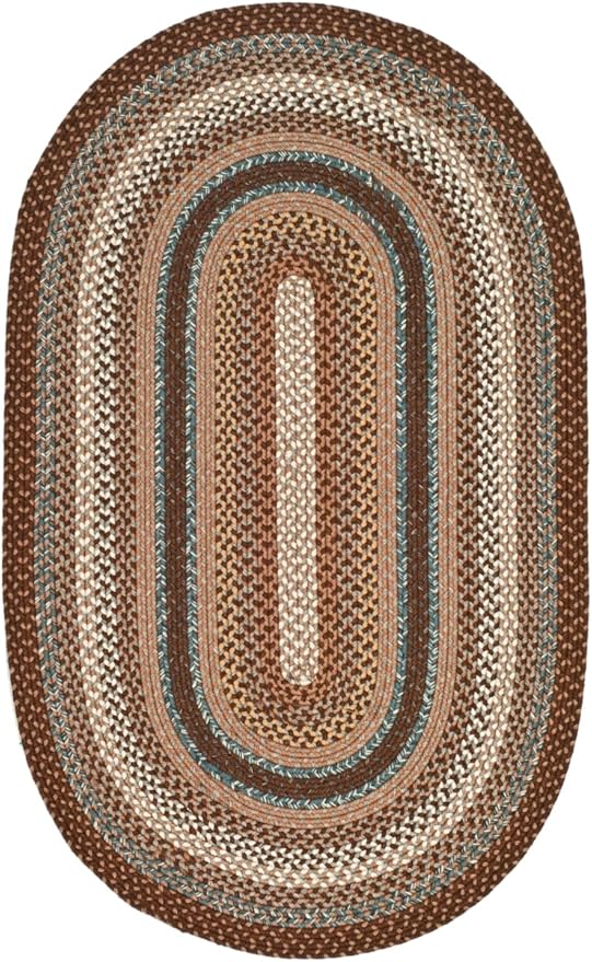 SAFAVIEH Washable Rug Outdoor Braided Collection - 3' x 5' Oval, Brown & Multi, Handmade & Reversible, Non-Shedding & Easy to Clean, Ideal for Patio, Backyard, Mudroom (BRD313A)