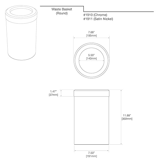 Gatco Small Bathroom Trash Can with Lid, Round 3 Gallon Stainless Steel Wastebasket, Under Sink, Satin Nickel, for Bathroom, Bedroom, Office (1911)