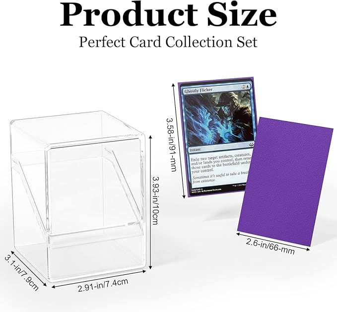 Card Deck Case, Deck Box with 100 Pack Card Sleeves and Divider, Standard Clear Commander Cards Storage Box Perfect Fit for MTG, Sport, Trading Cards (Purple)