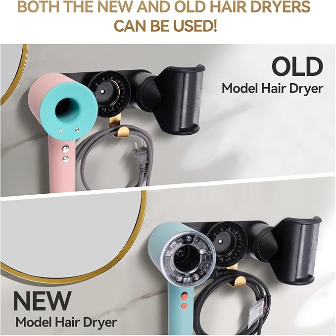 LandHope Hair Dryer Holder Wall Mount Compatible with Dyson Supersonic, Magnetic Hair Dryer Organizer Stand, HD16 Blow Dryer Storage Rack for Diffuser Wide-Tooth Comb Attachments