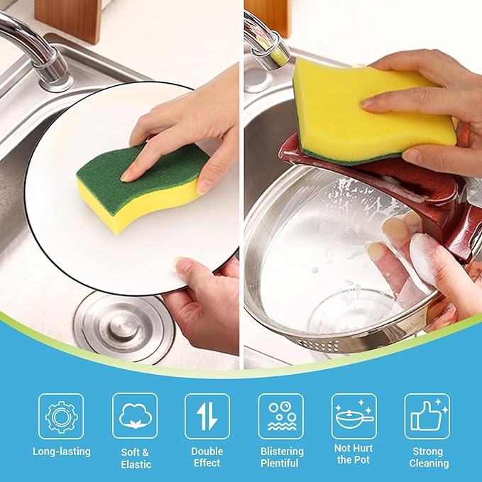AIDEA Magic Sponges Cleaning Eraser, and Heavy Duty Scrub Sponge，Cleaning Scrub Sponge, Stink-Free Sponge