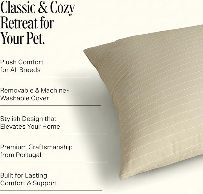 Preston Lane Brody Luxury Dog Bed with Removable Washable Cover – Plush Comfort for Large Dogs – Stylish Modern Design, Made in Portugal, Large