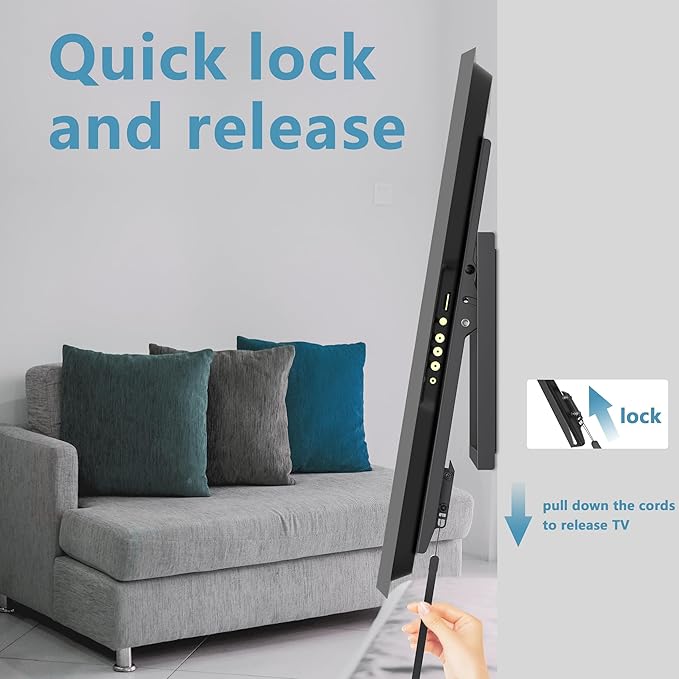 Fixed TV Wall Mount for Most 26-60 Inch Screen, Low Profile TV Mount with Quick Release Lock, Ultra Slim Wall Mount Bracket, Max VESA 400x400mm, Holds up to 99 lbs, up to 16”Wood Studs by USX STAR