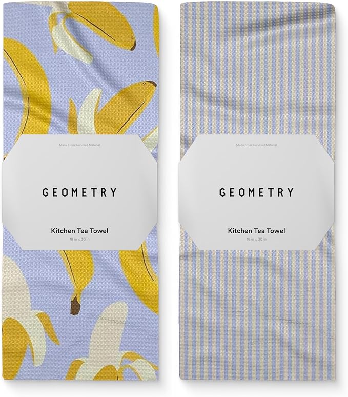 Spring Kitchen Towels - Quick Dry Microfiber Cloth Spring & Summer Dish Towels for Kitchen Drying - Premium Quick Dry Towel - Banana Bliss, 18" x 30" - 2-Pack