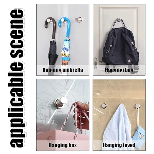 Coat Magnetic Hooks Heavy Duty Magnet Hanger, Magnet Hooks with Rare Earth Neodymium for Home, Office, Workplace or Traveling(D36 Sliver-4)