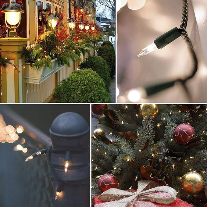Hopolon Christmas Lights, 2 Pack 23ft 100 Mini String Lights, 120V Plug in Extendable Tree Lights for Patio, Garden, Home, Party, Holiday, Wedding, Indoor&Outdoor Decor(2pcs Warm White)