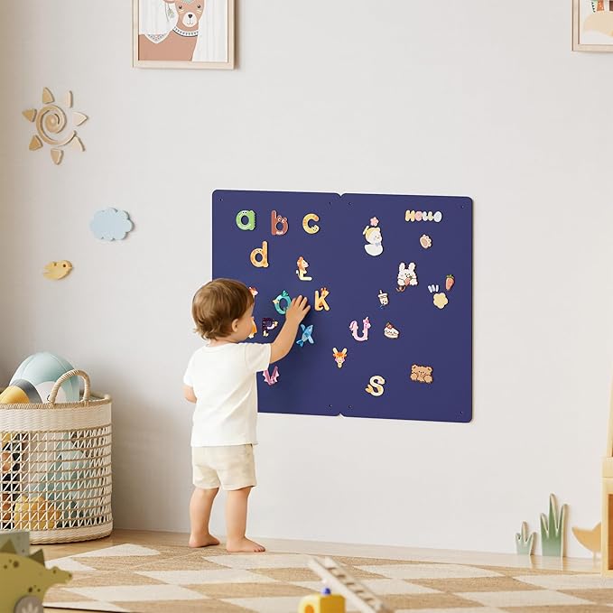 2 Pack Magnetic Board for Wall, 17.5" x 11.4" Magnet Bulletin Memo Board, Metal Sheets to Display Magnetic Letter Number Souvenir, Notes, Poetry, Photos, Blue