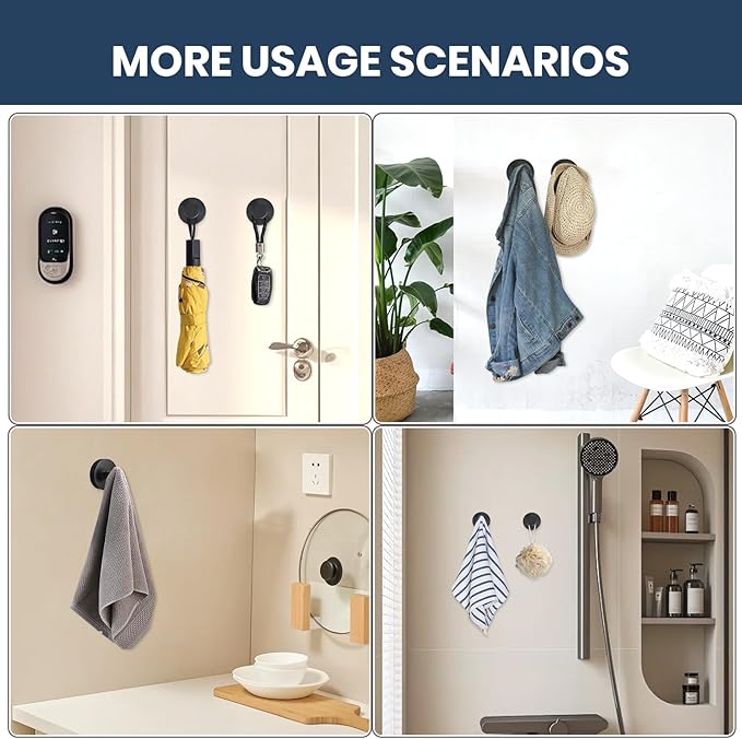 Vacuum Suction Cup Hooks for Shower 2 Pack, Heavy Duty Aluminum Alloy Towel Hooks for Bathroom Kitchen Glass Tile Wall No Drill Removable Robe Loofah Coat Suction Hooks Hanging-Space Grey