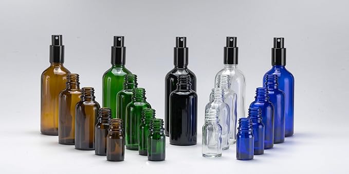 YIZHAO Amber Glass Spray Bottles 4oz, with Small Fine Mist Spray, Metal Cap, Refillable for Essential Oil,Travel,Cleaning,Perfume,Aromatherapy,Makeup – 4 Pcs