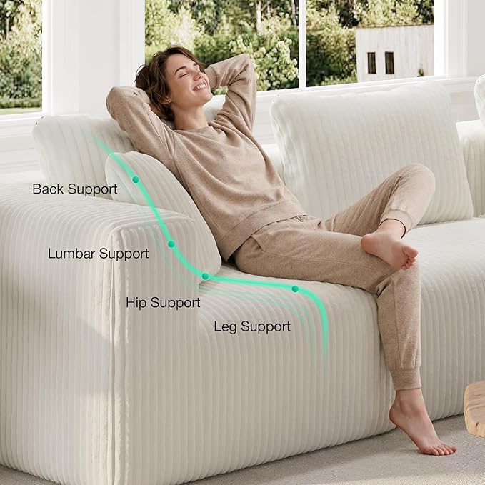 Novilla Modular Sectional Sofa, Modern Cloud Sectional Couch with Smarts Coil® Support, Upholstered Boneless Couch for Living Room Apartments Bedroom, No Assembly Required, Beige (Armless Chair)