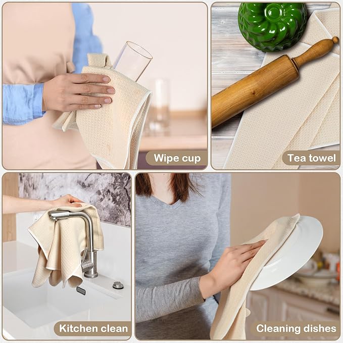 Microfiber Dish Towels for Drying Dishes Premium Sublimation Blank Towels Fast Drying Tea Towel Polyester Kitchen Towel 16 Inch X 24 Inch 10 Pack Cream