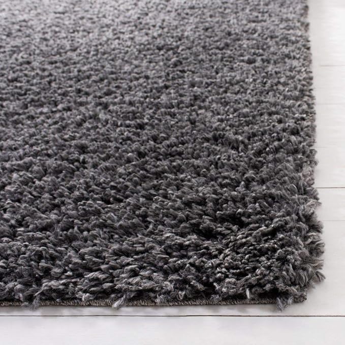 SAFAVIEH August Shag Collection Runner Rug - 2' x 9', Charcoal, Solid Design, Non-Shedding & Easy Care, 1.5-inch Thick Ideal for High Traffic Areas in Living Room, Bedroom (AUG200H)