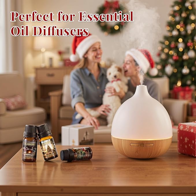 Christmas Essential Oils Set | 8 Pcs Xmas Essential Oils for Diffusers for Home, Fragrance Oil for Candle, Aromatherapy Gift Set for Women & Men