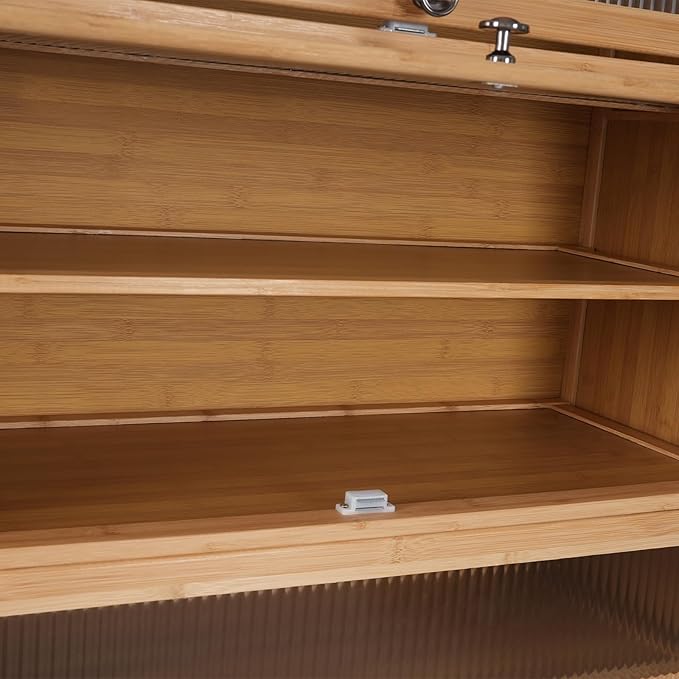 10 Tiers Bamboo Shoe Cabinet with Flip Doors, Large Freestanding Shoe Rack for Entryway, Shoe Shelves Organizer for Closet Hallway Bedroom