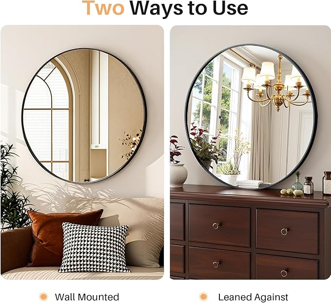 Bathroom Mirror for Wall, 24 Inch Round