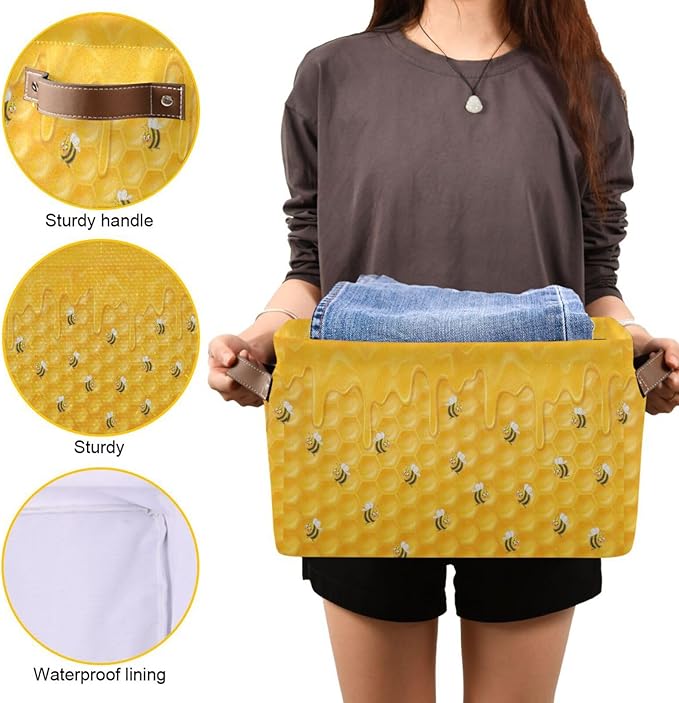 bee Rectangular Storage Basket Organizer Bin Shelf Baskets For Clothes Gifts For Home Office Dorm