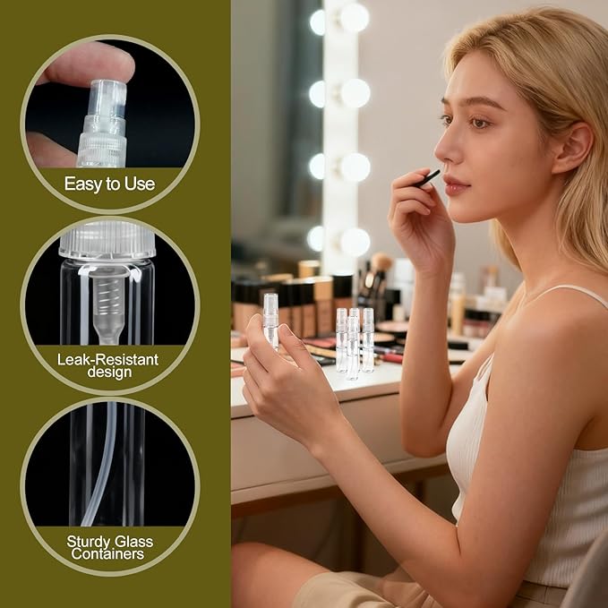 500 Pcs 5ml Mini Spray Bottles Portable Perfume Refillable Dispenser Container Clear Glass Perfume Sprayer for Cleaning Essential Oils Pocket Travel