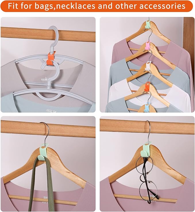 SLMT Clothes Hanger Connector Hooks 100PCS Space Saving Hanger Extender Hooks Closet Organizer for Plastic Hangers Wire Hangers Heavy Duty Hangers