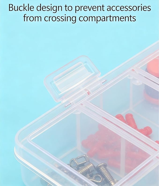 6-Grid Transparent Plastic Storage Box - 4.7x3.1x0.9 Inch Clear Organizer for Jewelry, Beads, Fishing Hooks & Nail Accessories