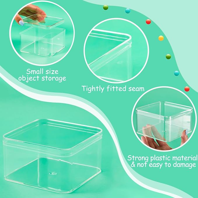 Blulu 8 Pcs Clear Acrylic Box with Lid Plastic Jewelry Mini Storage Box Mini Cube Containers for Candy and Tiny Jewelry Easter Party Favor(3.94 x 3.94 x 2.36 Inch,Classic Style)
