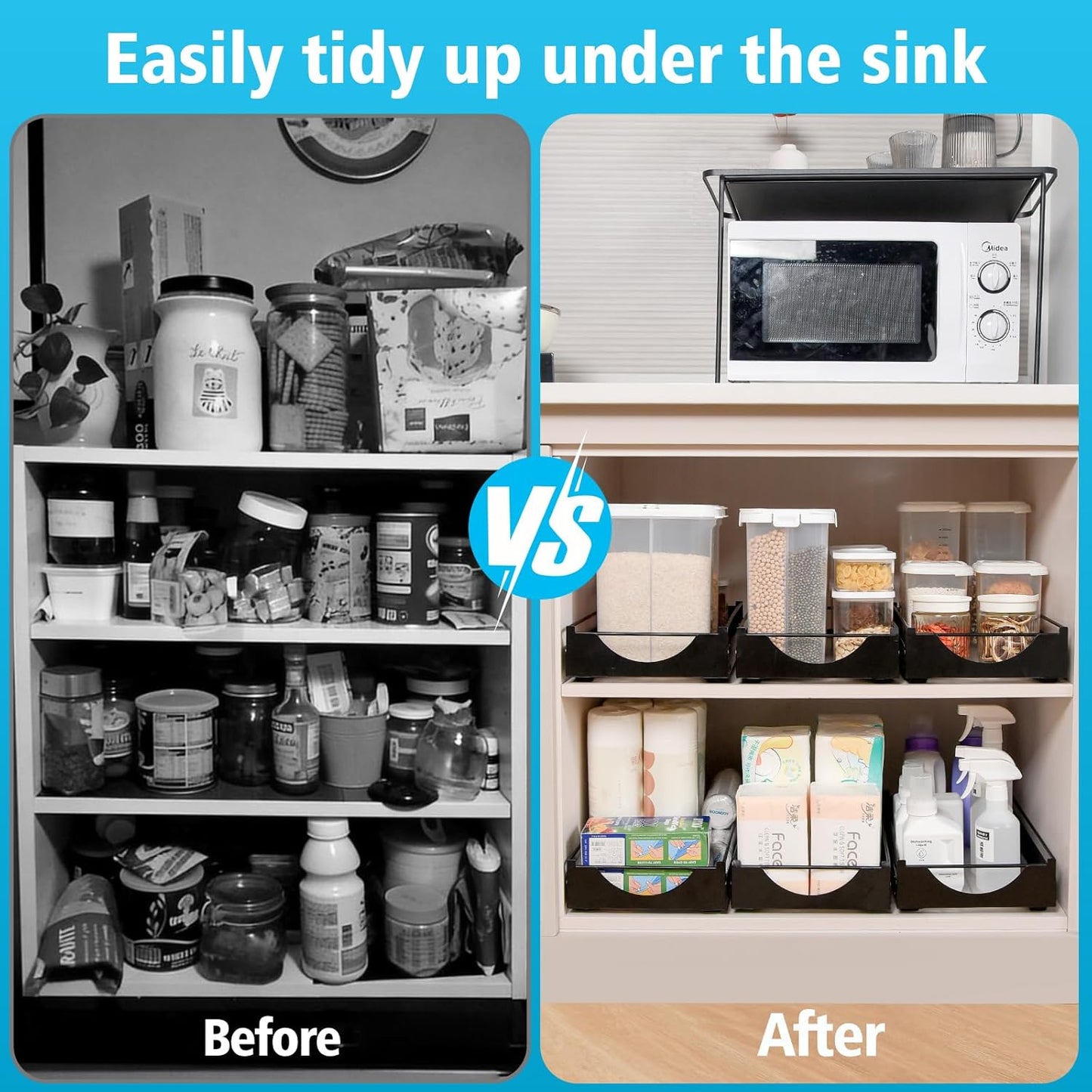 Pull-Out Under Sink Organizer — Single-Tier Metal Drawer, No Drilling, Fits 16"+ Cabinets