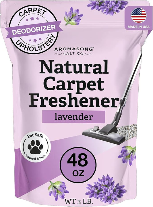 Aromasong Carpet Deodorizer Powder- 100% Natural Lavender Carpet Freshener - Safe For Pets - Upholstery Deodorizer - Effective Pet Odor Eliminator For Strong Odor & Pet Urine - 3 Lb.