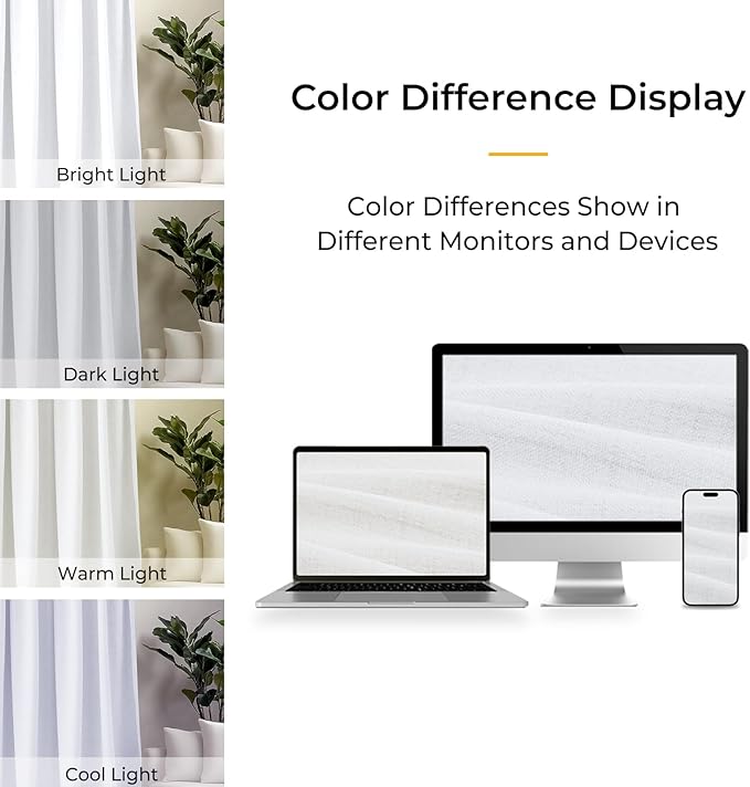 INOVADAY 100% Blackout Curtains for Bedroom, Black Out Curtains 72 Inch Long, Clip Rings Linen Blackout Drapes, Thermal Insulated Room Darkening for Living Room, 2 Panels - Brightwhite,W50xL72