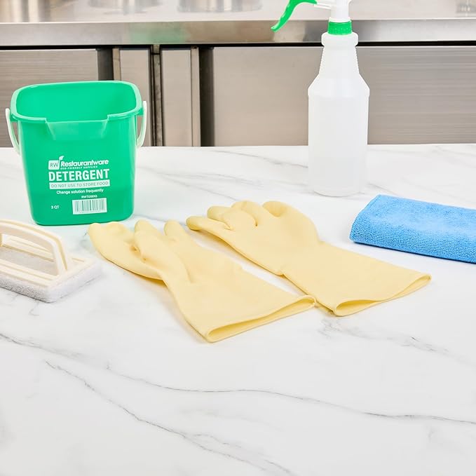 Clean Tek Professional 22 Mil Large Cleaning Gloves, 10 Pairs Of Long Cuff Gloves - No-Slip Grip, No-Powder, Yellow Latex Gloves For Kitchen Cleaning, Ideal For Washing Dishes