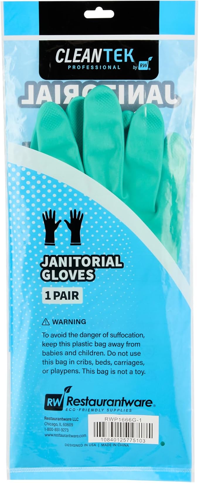 Green Cleaning Gloves 10 Pairs 15 Mil Thick Large Heavy-Duty Nitrile Gloves With Long Cuff No-Latex Flock Lining For Use In Hospitals, Laboratories, Kitchens and Households
