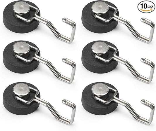 Rubber Coated Magnetic Hooks for Cruise Ship Cabin,Kitchen,Garage,Classroom and Office Waterproof Heavy Duty Metal Hangers with Increased Friction and Anti-Scratch Protection(6, Sliver)