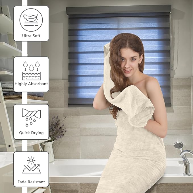 Extra Large Bath Sheet Set of 4,Ultra Soft Fluffy Towel,35”x 70”Oversized Bath Towel Set,Premium Microfiber Bathroom Towel Set Highly Absorbent Quick Dry Shower Towel for Bathroom,Hotel,Spa(Beige)