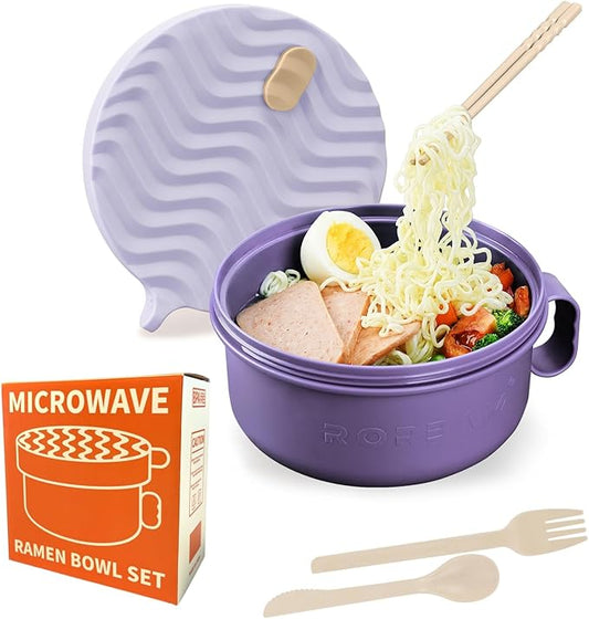 Ramen Cooker,Microwave Ramen Bowl,Ramen Noodle Bowl 48 oz, College Dorm Room Essentials for Girls for Boys, Apartment Essentials, BPA-Free. (purple)