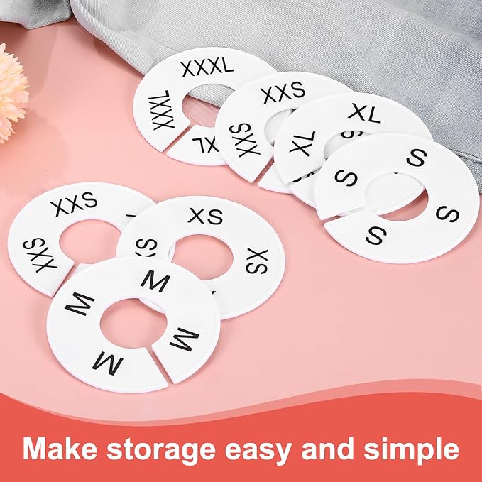 uxcell Clothes Dividers,16 Pack Round Closet Rack Dividers Clothing Rack Size Dividers Blank Labels with 8 Size Reusable for Hanging Clothes Sorting Size, White