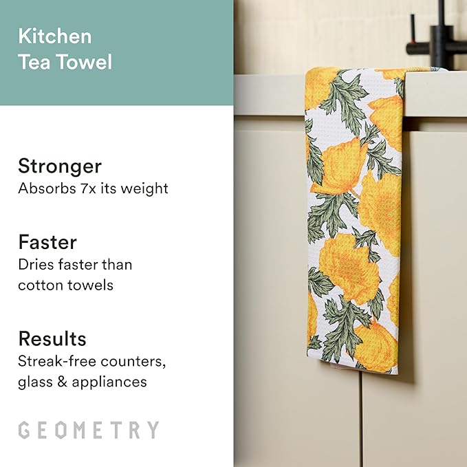 Tea Towels – Spring & Summer Collection – Quick-Dry, Ultra-Absorbent, Reusable Microfiber Kitchen Towels for Drying & Cleaning - Field of Gold - 1 Pack