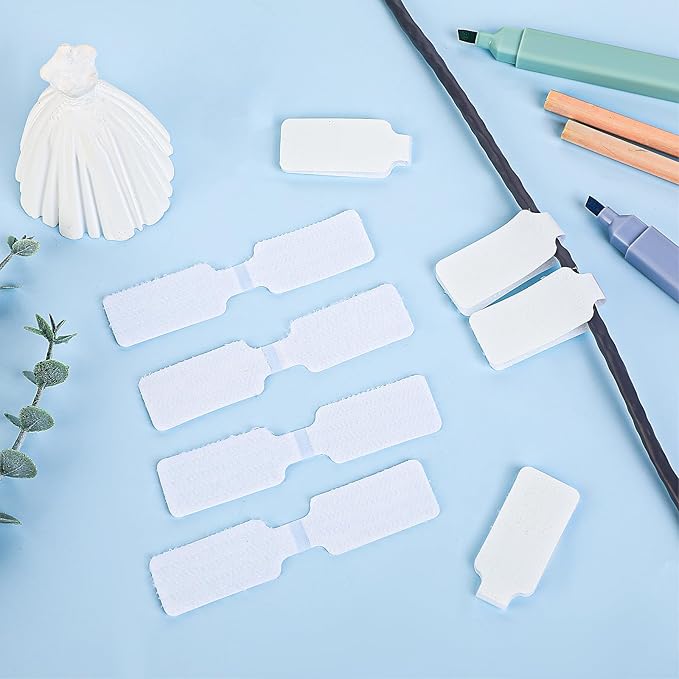 50 Pack Nylon Writable Self-Adhesive Labels - White, Waterproof, Reusable Cable Tags for Electronics, Computers & Cable Management