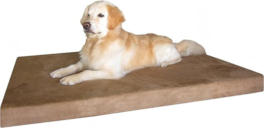 Dogbed4less Orthopedic Waterproof Durable Gel Cool Memory Foam Dog Bed for Large Dogs, Microsuede in Brown Color, Jumbo 55X47X4 Inches