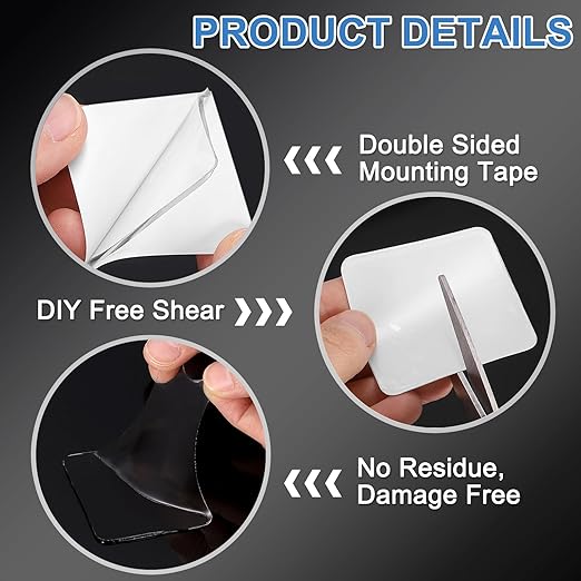 uxcell 50Pcs Double Sided Adhesive Pads, 4.72" x 1.18" Clear Removable Heavy Duty Mounting Tape Picture Hanging Sticky Adhesive Pad for Wall, Poster Picture, DIY Craft