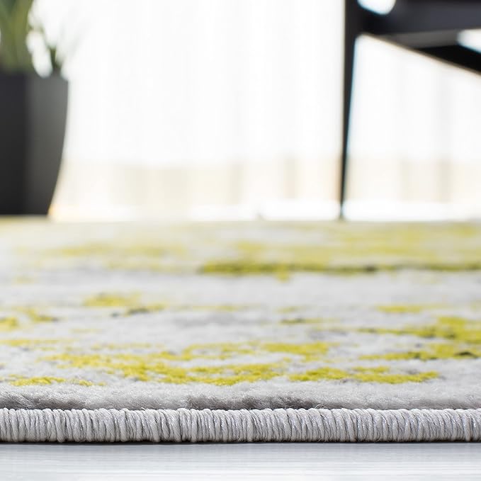 SAFAVIEH Skyler Collection 3' x 5' Grey/Green SKY186Y Modern Abstract Non-Shedding Entryway Living Room Foyer Bedroom Accent Rug