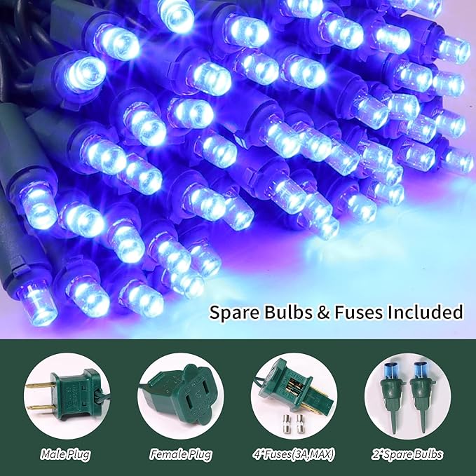 LAMPHOME Blue Christmas Lights,300LED 64.8ft UL Certified Mini Bulb String Lights, Hanukkah Traditional Light for Outdoor Christmas Tree Garden Holiday Party Patio Wedding Garland Decor