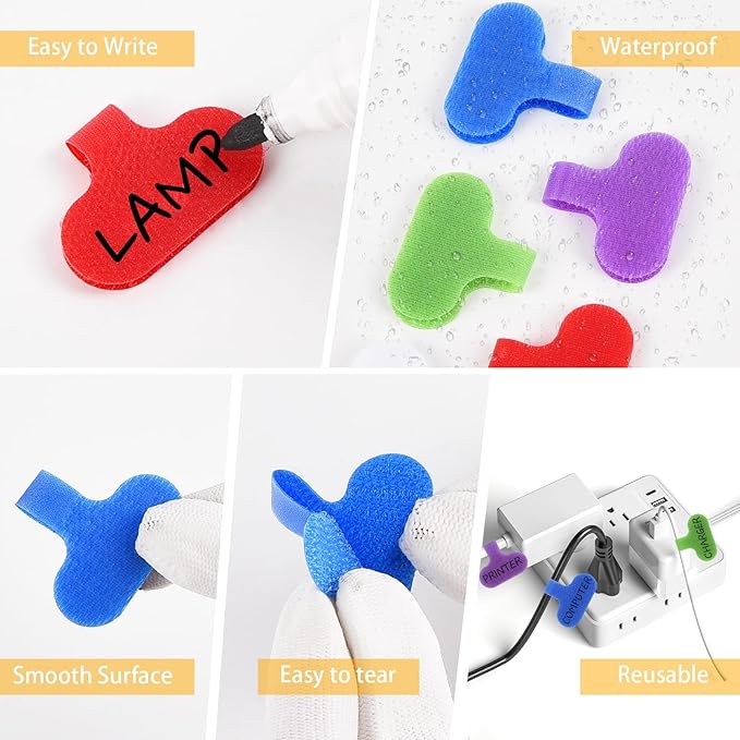 30Pcs Cable Cord Labels, Purpose Cable Tags Handwriting Reusable Wire Labels, Electronic Cable Identification Tags for Wire Management and Identification (Oval)