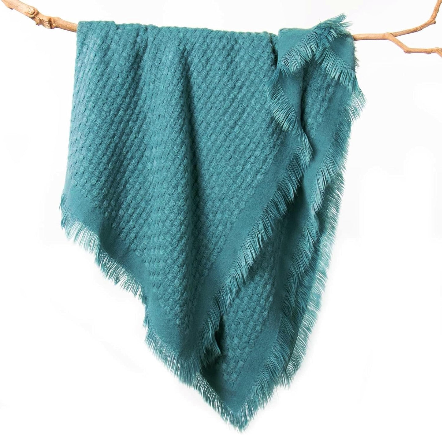 Waffle Knit Throw Blanket — Teal Blue