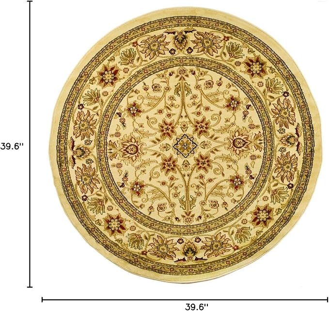 SAFAVIEH Lyndhurst Collection Area Rug - 3'3" Round, Ivory & Ivory, Traditional Oriental Design, Non-Shedding & Easy Care, Ideal for High Traffic Areas in Living Room, Bedroom (LNH212L)