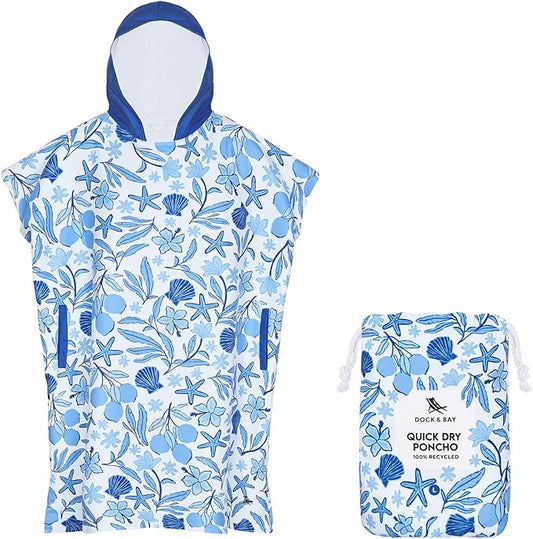 Dock & Bay Adult Poncho - Hooded Towel with Deep Pockets, Changing Robe - Quick Dry - Compact, Lightweight - Includes Bag