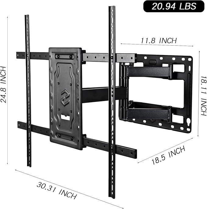 Full Motion TV Wall Mount for 32-75 Inch TVs, VESA Compatible, 150 lbs Weight Capacity, Adjustable Tilt & Swivel, Easy Centering & Quick Installation