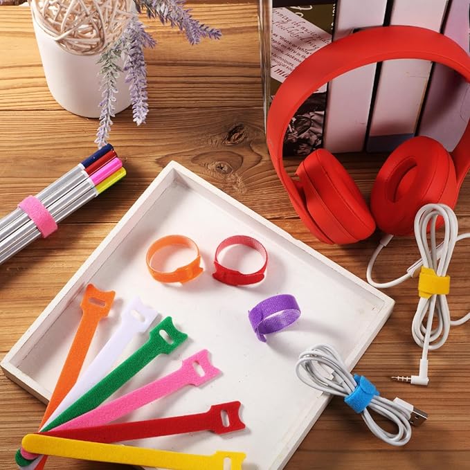 TaoBary 48 Pcs Multicolor Cable Labels and Reusable Fastening Cable Ties Sets, 24 Pack Cord Labels Wire Labels 24 Pcs Fastening Cable Ties Cord Organizer for Cord Management Home Supplies Office