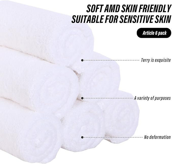6 Pack Premium Hand Towels - Quick Drying - Microfiber Coral Velvet Highly Absorbent Towels - Multipurpose Use as Hotel, Bathroom, Shower, Spa, Hand Towel 16 x 28 inches (White)