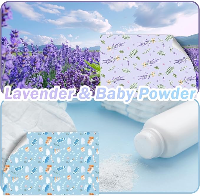 SCENTORINI Scented Drawer Liners for Dresser,6 Lavender + 6 Baby Powder Scent Drawer Paper Liners, Paper Sheets Liner 14.3x19.5 Inch, for Fragrant Home Shelf Closet Bedroom Drawer