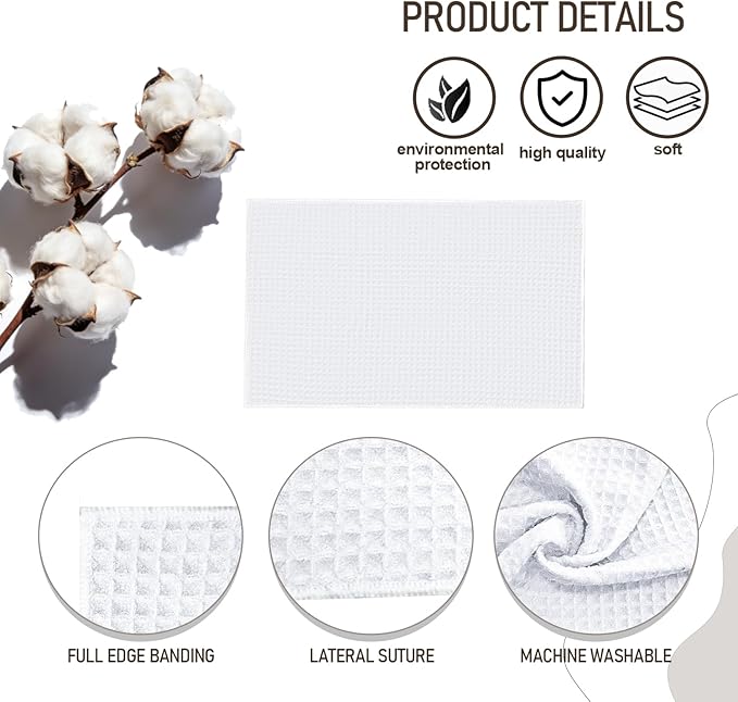 stonechic 40 Pack Sublimation Towels 16x24 Inch Waffle Weave Kitchen Towels Blanks Microfiber Dish Drying Towel for Heat Transfer, White